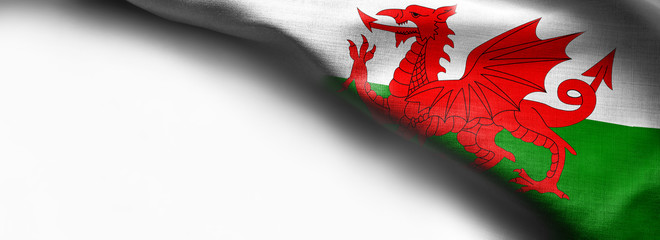 Flag of Wales on white background - obrazy, fototapety, plakaty