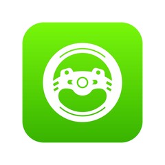 Steering wheel icon green vector isolated on white background