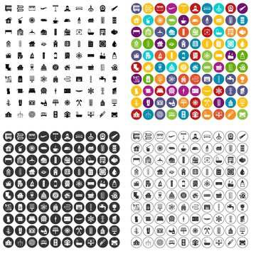 100 heating icons set vector in 4 variant for any web design isolated on white