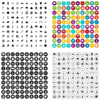 100 helmet icons set vector in 4 variant for any web design isolated on white