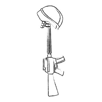 rifle war with helmet vector illustration design