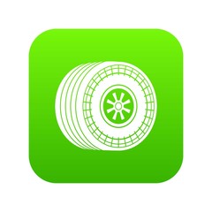 Wheel sport car icon green vector isolated on white background