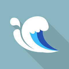 Ocean wave icon. Flat illustration of ocean wave vector icon for web