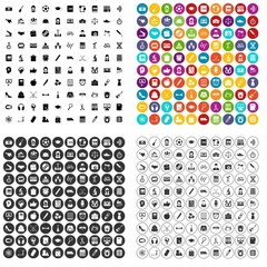 100 hi-school icons set vector in 4 variant for any web design isolated on white