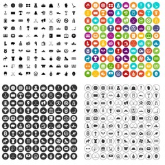 100 hockey icons set vector in 4 variant for any web design isolated on white