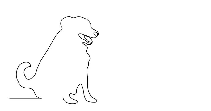 Self drawing animation of continuous line drawing of dog.