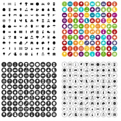 100 homestead farming icons set vector in 4 variant for any web design isolated on white