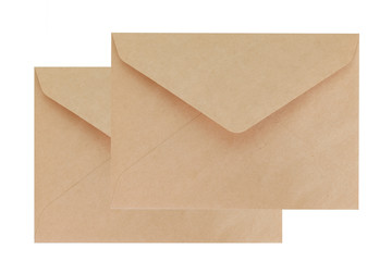  Two brown envelope isolated on white background