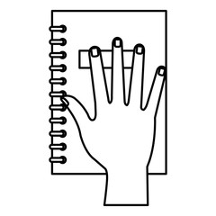 hand with text book vector illustration design