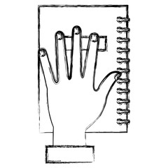hand with text book vector illustration design