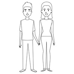 young couple avatars characters vector illustration design