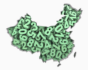 China Map Numbers Math Figures Economy 3d Illustration