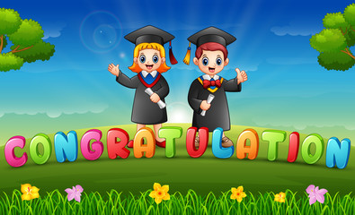 Naklejka premium Graduations of children in morning