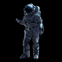 Astronaut in darkness. Mixed media