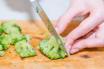 Cut vegetables. Fresh vegetables. Broccoli cabbage. Frozen vegetables. Greens for eating.