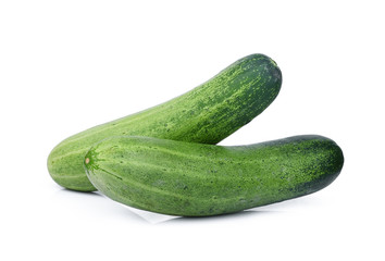 two whole cucumbers isolated on white background