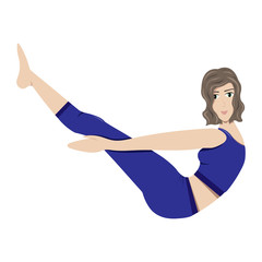 The girl practicing yoga. Navasana (Boat Pose)