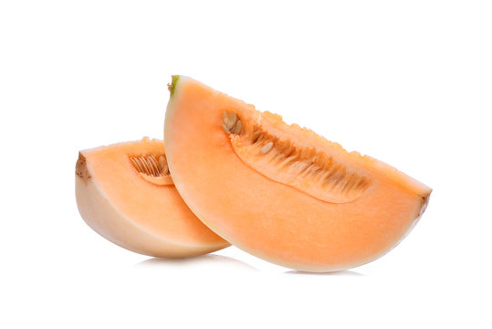 sliced honeydew melon(sunlady) isolated on white background