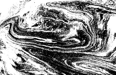 Fototapeta premium Black and white liquid texture. Hand drawn marbling illustration. Abstract vector background. Monochrome marble pattern.