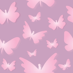 Fototapeta na wymiar Vector and illustration seamless pattern of beautiful gradient white color butterfly garden in Spring and Summer on pink pastel background