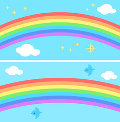 虹と空のバナー背景イラスト