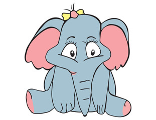 Vector cartoon animal. Sweet little elephant.