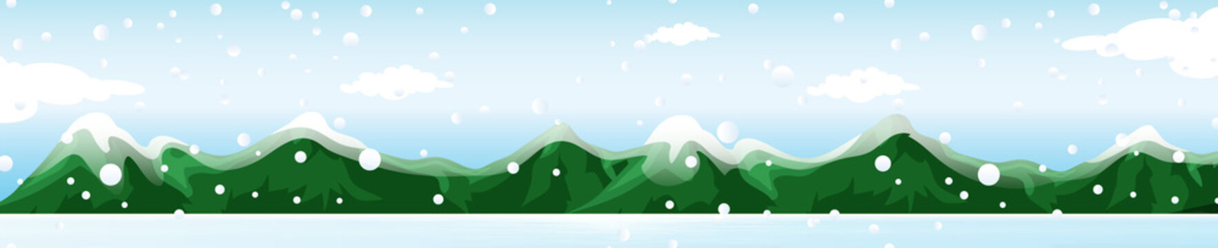 Snowy Winter Mountain Panorama Scene