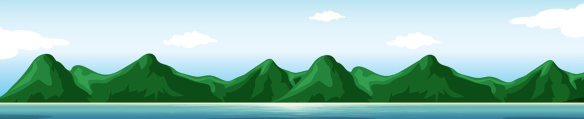 Fototapeta premium Mountain on the Island Scene