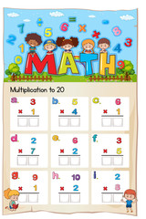 Naklejka premium Math Worksheet Multiplication Number Chapter