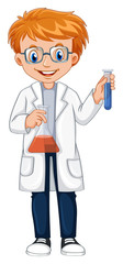 A Scientist Holding Beaker and Test Tube