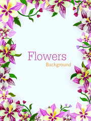 Fototapeta na wymiar Flower arrangement for invitation card or greeting background template
