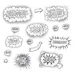 Big Set of hand drawn Comic Speech Bubbles. Vector Illustration isolated on white