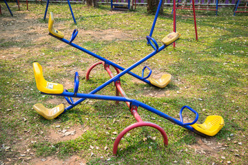 Colorful toys in the playground.