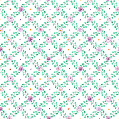 Watercolor seamless floral background in light purple and mint green colors