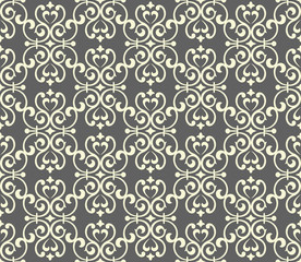 Wallpaper in the style of Baroque. A seamless vector background. Grey floral ornament. Graphic pattern for fabric, wallpaper, packaging. Ornate Damask flower ornament © ELENA