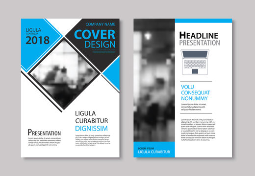 Set of blue cover and layout brochure, flyer, poster, annual report, design templates. Use for business book, magazine, presentation, portfolio, corporate background.