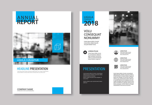 Set of blue cover and layout brochure, flyer, poster, annual report, design templates. Use for business book, magazine, presentation, portfolio, corporate background.