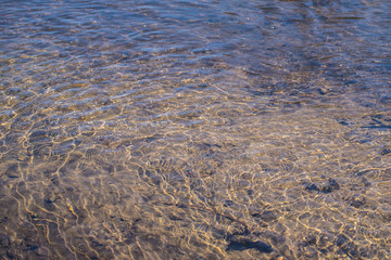 surface of the pond. ripples on the water.