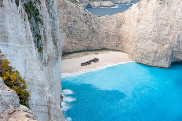 Shipwreck panorama cliff in Zakynthos Greece