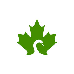 maple leaf with abstract swan vector illustration for logo template