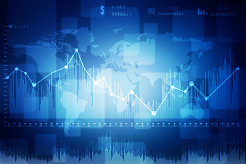 2d rendering Stock market online business concept. business Graph 