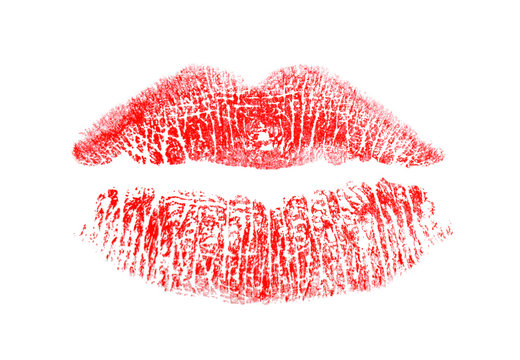 Lipstick kiss, isolated on white