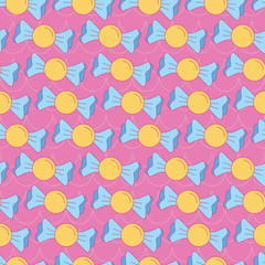 Blue yellow candy in pink pastel. A playful, modern, and flexible pattern for brand who has cute and fun style. Repeated pattern. Happy, bright, and magical mood.