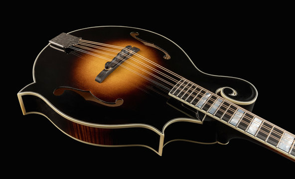 Mandolin isolated on black background. Music concept.