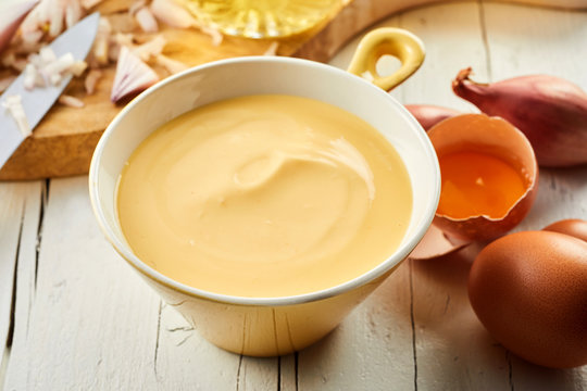 Bowl of gourmet creamy Hollandaise sauce