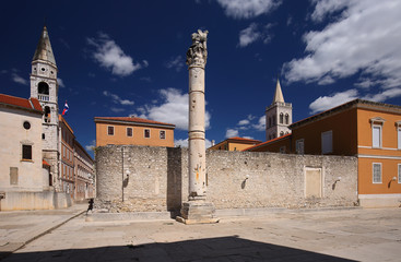 Fototapeta na wymiar View at marble historic landmarks in Zadar, Croatia