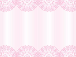 ピンクのレース素材とストライプ柄の背景