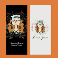 Business cards design, floral fairy