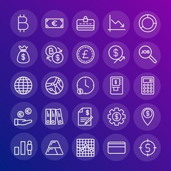 Modern Simple Set of business, money, charts Vector outline Icons. Contains such Icons as  financial,  gold,  cash,  graph, finance and more on gradient background. Fully Editable. Pixel Perfect.