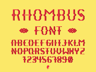 Fototapeta na wymiar Rhombus regular font. Vector alphabet